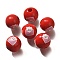 Valentine's Day Element Printed Wood Beads, Round, FireBrick, 16mm, Hole: 4mm