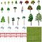 8 Style Plastic Tree & Grass & Fences & Street Lamp & Bench Model, DIY Sand Table Model Making Material Garden Landscape Decorations, Mixed Color, 16.5~202x18~305x1~73.5mm