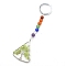 Natural Peridot Keychains, with Metal Split Rings, Triangle, 11.5cm
