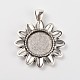 Sun Flower Alloy Pendant Cabochon Settings and Half Round/Dome Clear Glass Cabochons DIY-X0222-AS-4