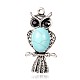 Dyed Synthetic Turquoise Owl Pendants PALLOY-J693-01AS-1
