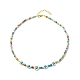 Fleur de coquille naturelle avec mauvais œil et perles de verre collier bracelet extensible SJEW-JS01248-3