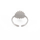 304 anillo redondo plano de acero inoxidable con letra inicial abierta para hombres y mujeres RJEW-S405-246P-M-2