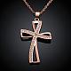 Véritables colliers pendentif croix en laiton plaqué or rose avec zircone cubique NJEW-BB05742-RG-2