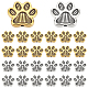 Pandahall エリート 80 個 2 色のチベット風合金ビーズ  犬の爪  アンティークシルバー＆ゴールデン  12x14x3.5mm  穴：1.4mm  約488個/1000g  40個/カラー FIND-PH0005-72-1