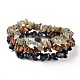 Chips Natural Labradorite & Snowflake Obsidian & Tiger Eye Beaded Stretch Bracelets Sets X-BJEW-JB05332-05-1