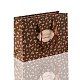 長方形のバラのプリント紙袋  ギフトバッグ  ショッピングバッグ  リボンハンドル付き  サドルブラウン  17x23x6.5cm  12個/袋 CARB-F001-16A-2