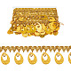 プラスチック製スパンデックスストレッチレース  スパンコールレースリボン  服飾材料  ゴールド  20~60x1.6~7.6ミリメートル、約9 M /ロール FIND-WH0043-29A-1
