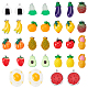 Nbeads 32pcs16スタイルイミテーションフードレジンペンダント  果物野菜ぶら下げ飾りスイカオレンジライチキャベツチャームイヤリング用鉄ループキーホルダージュエリー作り RESI-NB0001-64-1
