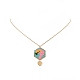Hexagone tressé en graines de verre avec collier pendentif flamant rose NJEW-MZ00014-6