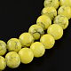 Round Yellow Color Spray Painted Glass Beads Strands X-DGLA-R004-12mm-20-1