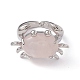 Открытое кольцо-манжета с крабом из натурального розового кварца RJEW-I090-01P-02-2