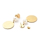 Flat Round with Acrylic Pearl Long Dangle Stud Earrings with 316 Stainless Steel Pins EJEW-F285-18G-2