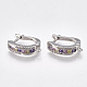 Brass Micro Pave Cubic Zirconia Hoop Earring Findings with Latch Back Closure EJEW-S201-105-1