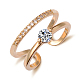 Fashion Style Real 18K Gold Plated Brass Hollow Cubic Zirconia Cuff Rings RJEW-EE0001-104G-D-1