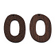 天然ウェンジウッドペンダント  染色されていない  オーバルリングチャーム  ココナッツブラウン  48x35x3.5mm  穴：2mm WOOD-T023-66-2