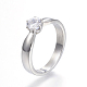 サージカルステンレススチールキュービックジルコニア指輪316個  婚約指輪  ステンレス鋼色  usサイズ5（15.7mm） RJEW-P119-01-5#-1