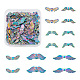 Cheriswelry 56 個 7 スタイル ラック メッキ合金ビーズ  翼と蝶  虹色  6.5~7.5x20~36x3~4.5mm  穴：1.2~2mm  8個/スタイル FIND-CW0001-24-1