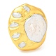 Anello a polsino aperto con stampa di zampa di perle naturali RJEW-M150-04G-2