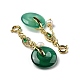 Natural Green Agate Donut Pendant Decorations G-R489-37G-3