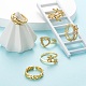 6Pcs 6 Styles Adjustable Brass Micro Pave Clear Cubic Zirconia Cuff Rings RJEW-LS0001-20G-5