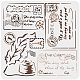 Fingerinspire Postkartenschablone 30x30cm französische Schriftschablone Plastikfeder Tintenflasche Briefumschlag Poststempel Musterschablone große französische Themenschablone zum Bemalen von Wänden Möbel Umschläge Basteln DIY-WH0172-968-1