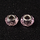 Rosa europäischen Stil Eisen Silber Ton Kern facettierte Rondelle Glasperlen großes Loch für diy Schmuck Armbänder & Hals machen X-GDA001-65-3
