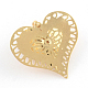 Filigree Heart Brass Pendants KK-R007-19-2