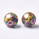 Printed & Spray Painted Imitation Pearl Glass Beads GLAA-S047-06A-04-2