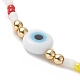 Mauvais œil au chalumeau et bracelet extensible en perles de verre pour femme BJEW-JB09931-4