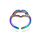 Rack placage arc-en-ciel couleur 304 acier inoxydable coeur geste ouvert anneau de manchette pour les femmes RJEW-S405-260M-3