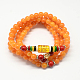 4-Loop Wrap Buddha Meditation Yellow Jade Beaded Bracelets BJEW-R039-09-1