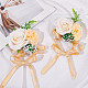 クラスパイア2ピースシルク手首コサージュ  プラスチック製の模造花付き  結婚式のための  パーティーの装飾  ゴールデンロッド  350mm AJEW-CP0001-51C-7