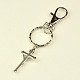 Tibetan Style Crucifix Cross Keychain KEYC-JKC0009-20-2