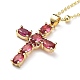 Fashionable Hip Hop Cross Pendant Necklace for Women with Micro Inlaid Gemstones and Zircon Crystals (NKB072) ST0177423-2