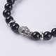 Natural Black Agate Beads Stretch Bracelets BJEW-E325-D16-2
