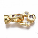 Brass Micro Pave Clear Cubic Zirconia Fold Over Clasps KK-T063-61G-NF-1