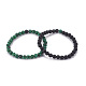 Synthetic Chrysocolla(Dyed) & Natural Black Agate(Dyed) Beads Stretch Bracelets BJEW-JB04143-1