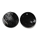 スプレー塗装された天然アコヤ貝ペンダント  貝殻の母  フラットラウンドのチャーム  ブラック  20.5x1~3mm  穴：1.5mm SHEL-F007-15B-15-2