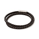 Microfiber Leather Braided Double Loops Wrap Bracelet with 304 Stainless Steel Magnetic Clasp for Men Women BJEW-C021-25P-2