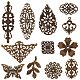 SUNNYCLUE 120Pcs 12 Styles Filigree Connector Charms Filigree Metal Charms Vintage Flower Leaf Tibetan Style Chandelier Component Links for Jewelry Making Earrings Embellishment Art Hairpin Headwear DIY-SC0021-36-1