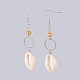 Cowrie Shell Dangle Earrings EJEW-JE02941-03-1
