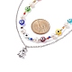 2Pcs 2 Style Natural Pearl & Evil Eye Beaded Necklaces with Bear Pendant for Women NJEW-TA00019-4