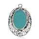 Antique Silver Tone Alloy Dyed Synthetic Turquoise Big Pendants PALLOY-J364-04AS-2