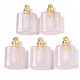 Pendentifs de bouteille de parfum ouvrants en quartz rose naturel G-T130-14A-1