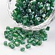Lustre couleurs transparentes perle 6/0 cube trous ronds plaqué perles de rocaille en verre SEED-I002-F107B-1