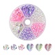 Perles acryliques transparentes écologiques, coeur et rond, teinte, couleur ab , couleur mixte, 8x8x3mm, Trou: 1.5mm, environ 2800 pcs/500 g