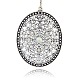Antique Silver Plated Alloy Oval Big Pendants ALRI-N021-01-1