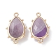 Natural Amethyst Connector Charms G-G012-05G-01-2
