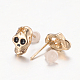 Skull Alloy Enamel Stud Earrings EJEW-O068-131G-2